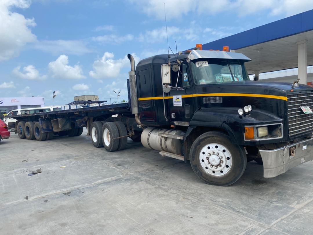 Professional truck at station